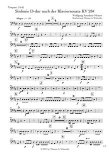 Partition timbales, Piano Sonata No.6, Dürnitz Sonata, D major, Mozart, Wolfgang Amadeus