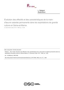 Évolution des effectifs et des caractéristiques de la main-d œuvre salariée permanente dans les exploitations de grande culture en Seine-et-Marne - article ; n°1 ; vol.37, pg 13-26