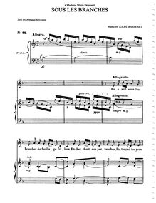 Partition complète (F Major: medium voix et piano), Sous les branches