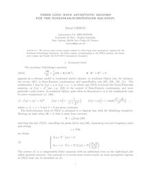 THREE LONG WAVE ASYMPTOTIC REGIMES FOR THE NONLINEAR SCHRODINGER EQUATION