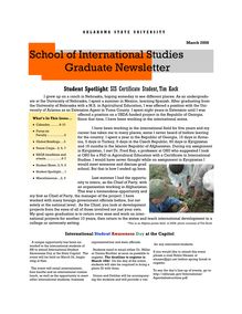 School of International Studies Graduate Newsletter