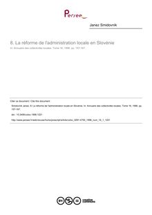 La réforme de l administration locale en Slovénie - article ; n°1 ; vol.16, pg 157-167