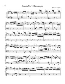 Partition Sonata R.95 en A major, clavier sonates R.91-100, Soler, Antonio