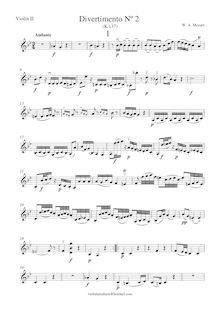 Partition violons II, Divertimento, Salzburg Symphony No.2, B♭ major