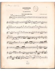 Partition clarinette 1 en A, Serenade No.3 en A major, A major, Jadassohn, Salomon