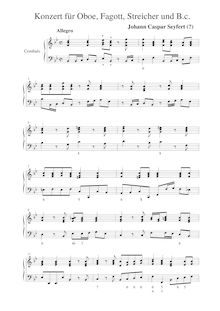 Partition Cembalo, hautbois et basson Concerto en B flat major, B flat