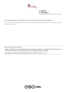 Les assistantes sociales et leurs pratiques d entretiens - article ; n°1 ; vol.9, pg 86-90
