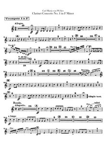 Partition trompette 1, 2 (en F), clarinette Concerto No.1, F minor
