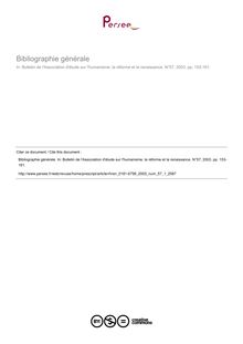 Bibliographie générale  ; n°1 ; vol.57, pg 153-161