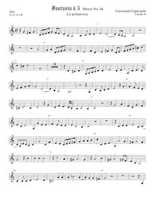 Partition ténor viole de gambe 1, aigu clef, Fantasia pour 5 violes de gambe, RC 62