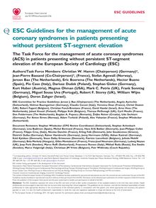Management of acute coronary syndromes in patients presenting without persistent ST-segment elevation
