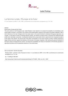 La femme rurale, l Europe et le futur - article ; n°1 ; vol.48, pg 131-140