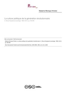 La culture politique de la génération révolutionnaire - article ; n°3 ; vol.30, pg 455-469