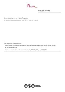 Les avatars du dieu Dagon - article ; n°2 ; vol.138, pg 129-144