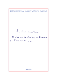 Lettre de Nicolas Sarkozy au peuple Français