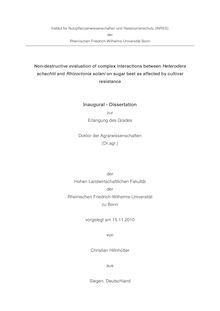 Non-destructive evaluation of complex interactions between Heterodera schachtii and Rhizoctonia solani on sugar beet as affected by cultivar resistance [Elektronische Ressource] / von Christian Hillnhüetter