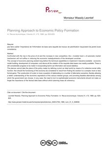 Planning Approach to Economic Policy Formation - article ; n°5 ; vol.31, pg 820-825