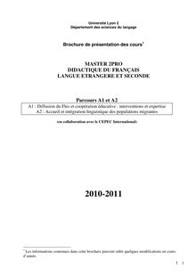 2010 11 Brochure de présentation des cours;