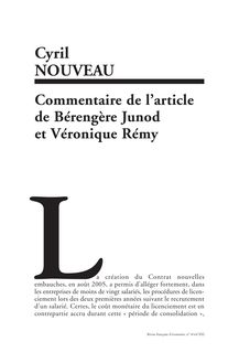 Commentaire de l article de Bérengère Junod et Véronique Rémy - article ; n°4 ; vol.21, pg 57-70