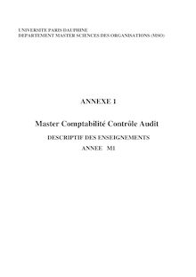M1CCA Enseignements - Master Comptabilité Contrôle Audit