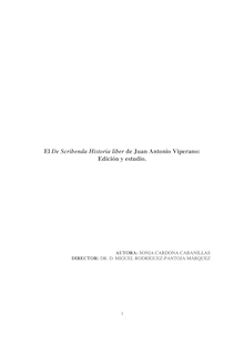 El De Scribenda Historia liber de Juan Antonio Viperano: edición y estudio