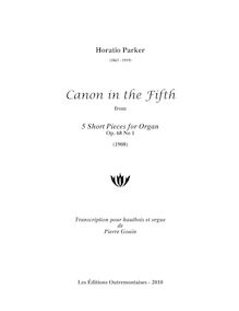 Partition Canon en pour Fifth (Complete orgue score), 5 Short pièces