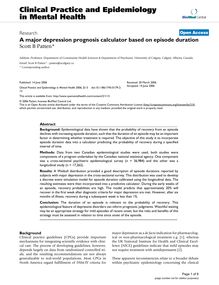 A major depression prognosis calculator based on episode duration
