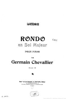 Partition complète, Rondo en sol majeur, G major, Chevallier, Germain