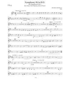 Partition hautbois 2, Symphony No.6  Magnificat , D major, Rondeau, Michel par Michel Rondeau