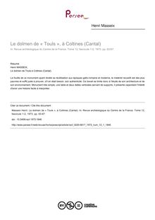 Le dolmen de « Touls », à Coltines (Cantal) - article ; n°1 ; vol.12, pg 63-67