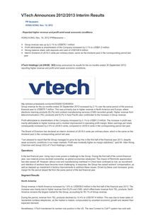 VTech Announces 2012/2013 Interim Results