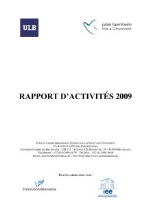 RAPPORT D ACTIVITÉS 2009