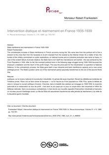 Intervention étatique et réarmement en France 1935-1939 - article ; n°4 ; vol.31, pg 743-781