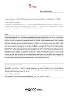 Les acteurs collectifs européens du social à la veille de 1993 : poids et mesures - article ; n°3 ; vol.9, pg 181-196