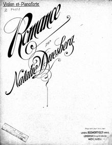 Partition de piano, partition de violon, Romance, Duesberg, Natalie