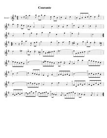 Partition , Courante - hautbois 1, 6 Trio sonates, G major, Boismortier, Joseph Bodin de