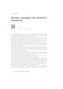 Education olympique: des corrections nécessaires