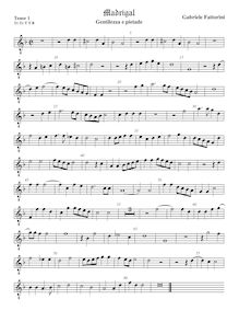 Partition ténor viole de gambe 1, octave aigu clef, Gentilezza e pietade