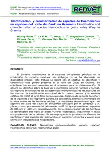 Identificación y caracterización de especies de Haemonchus en caprinos del valle del Cauto en Granma