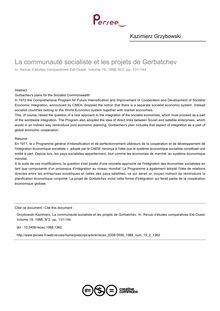 La communauté socialiste et les projets de Gorbatchev - article ; n°2 ; vol.19, pg 131-144