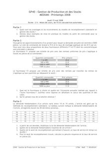Gestion de production et des stocks 2008 Ingénierie et Management de Process Université de Technologie de Belfort Montbéliard