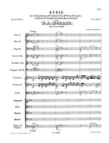 Partition complète, Kyrie, E♭ major, Mozart, Wolfgang Amadeus