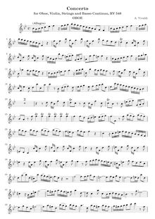Partition hautbois solo, Concerto pour hautbois et violon en B-flat major, RV 548
