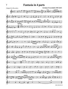 Partition ténor enregistrement , Fantasia, D minor, Frescobaldi, Girolamo