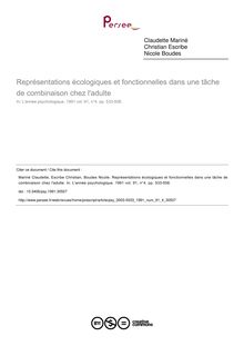 Représentations écologiques et fonctionnelles dans une tâche de combinaison chez l adulte - article ; n°4 ; vol.91, pg 533-558
