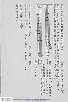 Partition complète, Ouverture en G major, GWV 463, G major, Graupner, Christoph