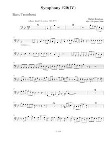 Partition basse Trombone, Symphony No.20, B-flat major, Rondeau, Michel par Michel Rondeau