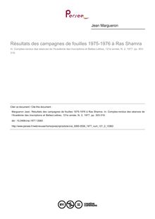 Résultats des campagnes de fouilles 1975-1976 à Ras Shamra - article ; n°2 ; vol.121, pg 303-319