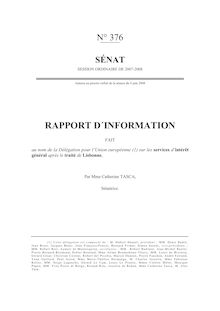 Rapport d information fait au nom de la Délégation pour l Union européenne sur les services d intérêt général après le traité de Lisbonne