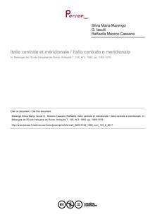 Italie centrale et méridionale / Italia centrale e meridionale  ; n°2 ; vol.105, pg 1069-1076